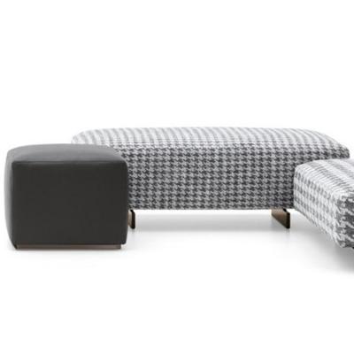 意大利 Minotti 格子坐凳沙發(fā)腳踏 設計師Rodolfo Dordoni DAMIER 不銹鋼實木布藝皮質腳凳