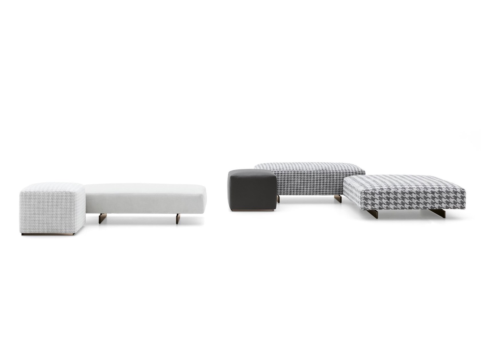 意大利 Minotti 格子坐凳沙發(fā)腳踏 設計師Rodolfo Dordoni DAMIER 不銹鋼實木布藝皮質腳凳