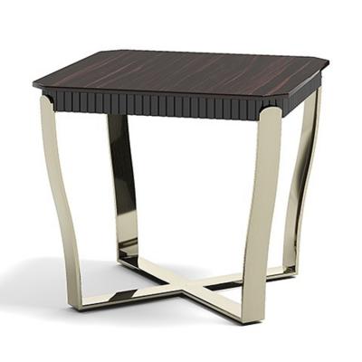 2019年新款 意大利 capital collection ARISTO LQ Tea table 不銹鋼槍黑色電鍍金屬實木異形茶幾