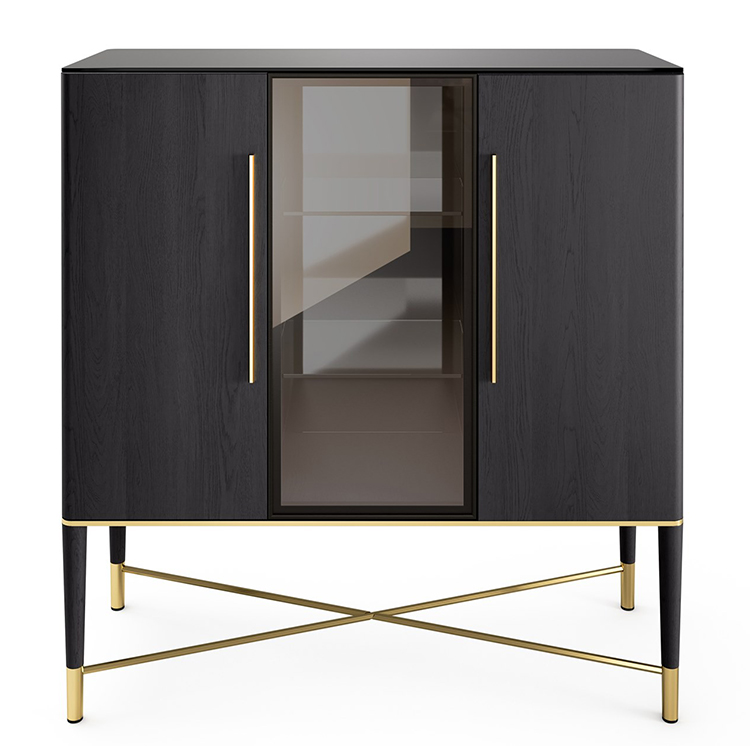 意大利Gallotti&Radice 五金不銹鋼實木玻璃酒柜 TAMA  Display cabinet餐具柜置物柜