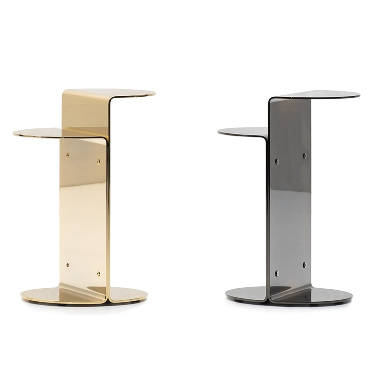 實物 Minotti C型茶幾藝術品家具T茶幾 E字茶幾字母幾何茶幾不銹鋼五金電鍍金屬邊幾角幾