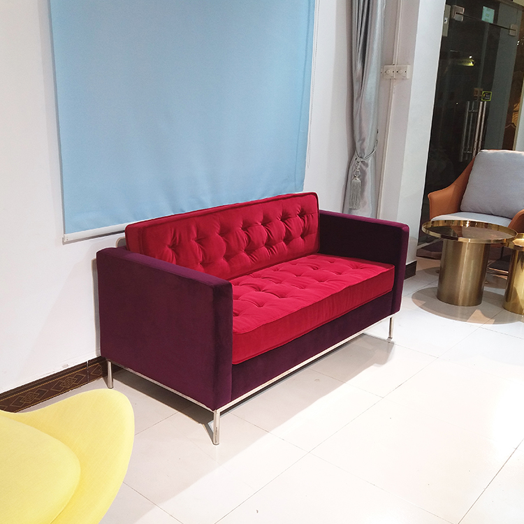 現(xiàn)貨304不銹鋼意式極簡定制 雙人沙發(fā)麻布絨布電鍍拉扣佛羅倫薩諾