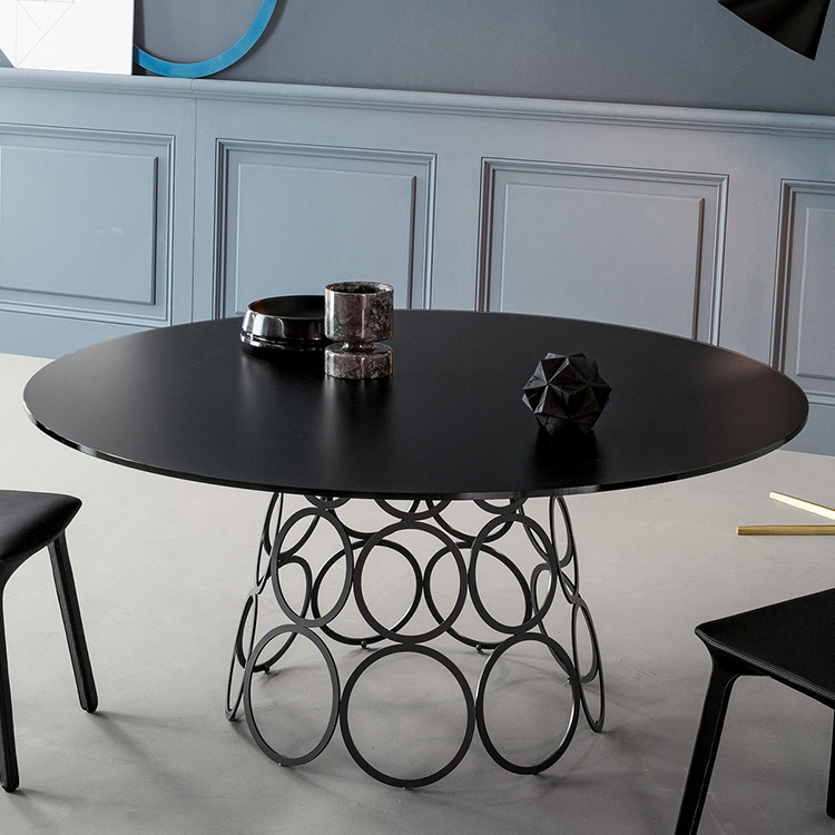 HULAHOOP 桌子 餐桌 圓桌 會議桌 家用酒店會所 五金鐵藝不銹鋼電鍍實木大理石桌面