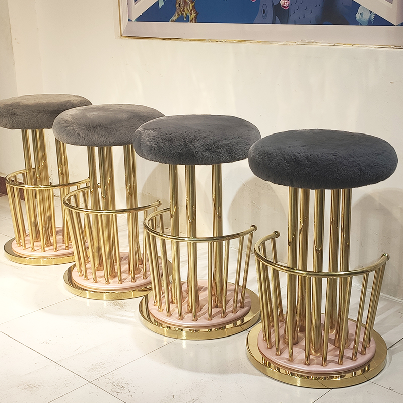 挑戰(zhàn)藝術(shù)時尚裝飾 Andy Warhol Ottiu High stool 高腳吧椅不銹鋼花朵花蕊椅