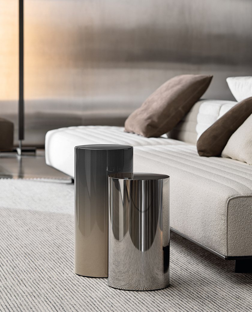 意大利Minotti 米諾蒂Rodolfo Dordoni 魯?shù)婪蛟O(shè)計(jì)PILOTIS Table內(nèi)空?qǐng)A柱領(lǐng)航員茶幾 不銹鋼銀色金色銅色輕奢