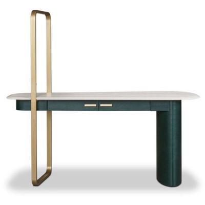 意大利巴克斯特橢圓書(shū)桌 不銹鋼大理石實(shí)木邊柜玄關(guān)桌 創(chuàng)意電腦桌