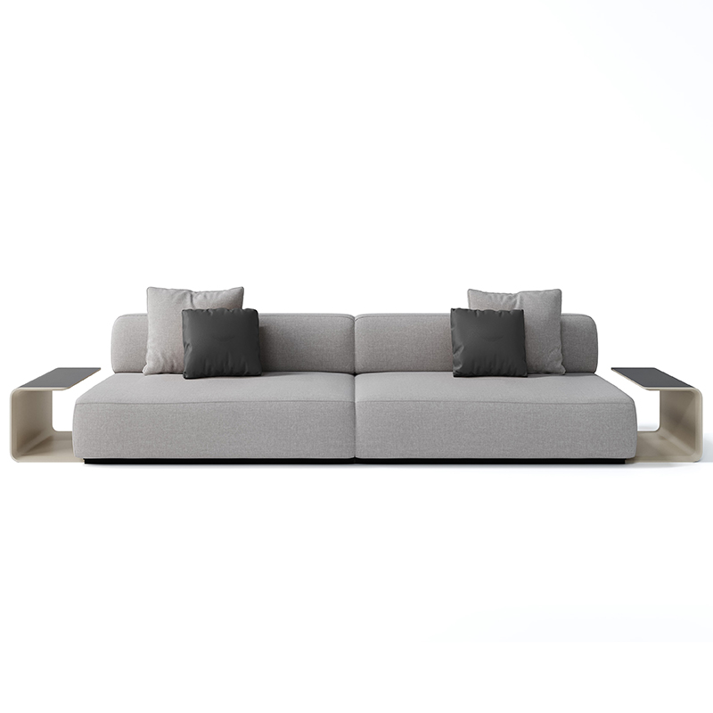 Aston Martin阿斯頓·馬丁 雙人多人位邊幾組合沙發(fā) 不銹鋼金色皮革茶幾