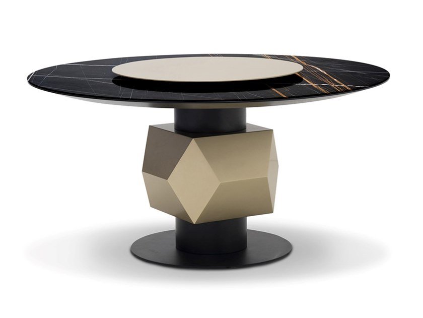 意大利Tonino Lamborghini Casa蘭博基尼餐桌子 不銹鋼菱形腳基 大理石實(shí)木桌面 酒店家用商用會(huì)所鍍金銅色大班桌子家具