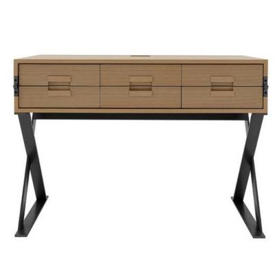 Maxalto意大利Antonio Citterio設(shè)計(jì)電腦桌子 馬克斯書桌長復(fù)古新中式實(shí)木五金不銹鋼 X形Z形腳書柜