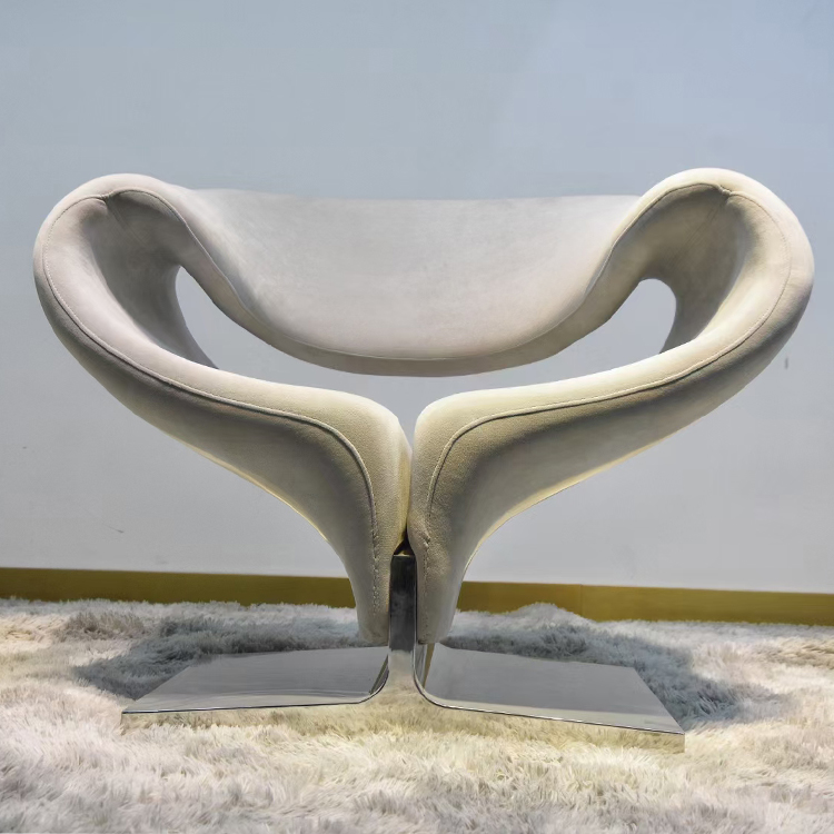 人字型腳異形休閑椅飄帶椅 設(shè)計師創(chuàng)意藝術(shù)設(shè)計單人沙發(fā) 客廳酒店休閑椅