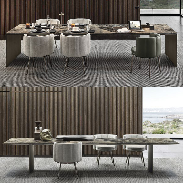 實物 意大利米洛提林哈餐桌 米諾蒂Marcio Kogan設(shè)計 不銹鋼五金腳實木餐桌茶幾方形圓形大理石新款