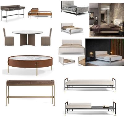 五款: 意大利阿斯頓·馬丁書桌desk 茶幾 寫字臺 組合角幾邊幾 不銹鋼五金鍍金  實木室內(nèi)