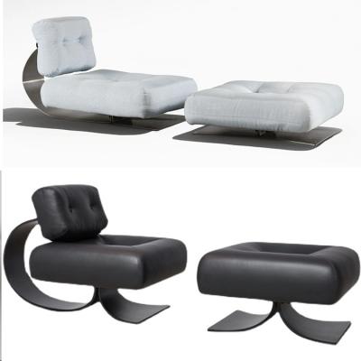 巴西尼邁耶Alta Armchair休閑椅腳凳Oscar Niemeyer異形中古黑桃A休閑沙發(fā)椅五金不銹鋼