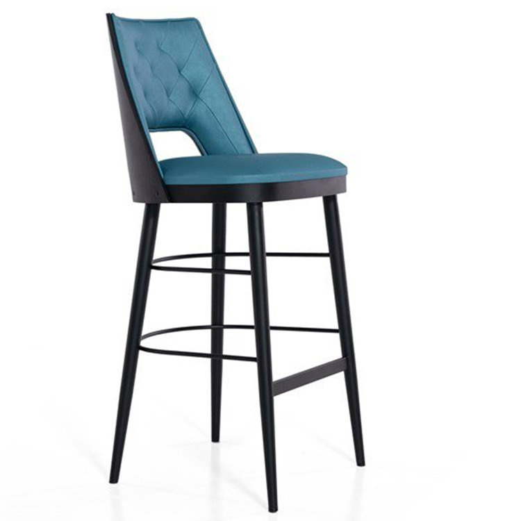 新中式實(shí)木皮革VIP Saloti德維凳子DEVY吧椅 阿爾巴尼亞 五金高腳酒店椅chair餐椅