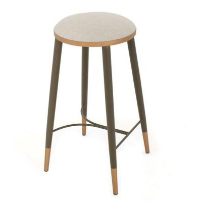 ?Albania2022年新款新中式實(shí)木皮革VIP Saloti MIA米婭凳子吧椅 阿爾巴尼亞 五金高腳酒店椅不銹鋼金色銅色電鍍