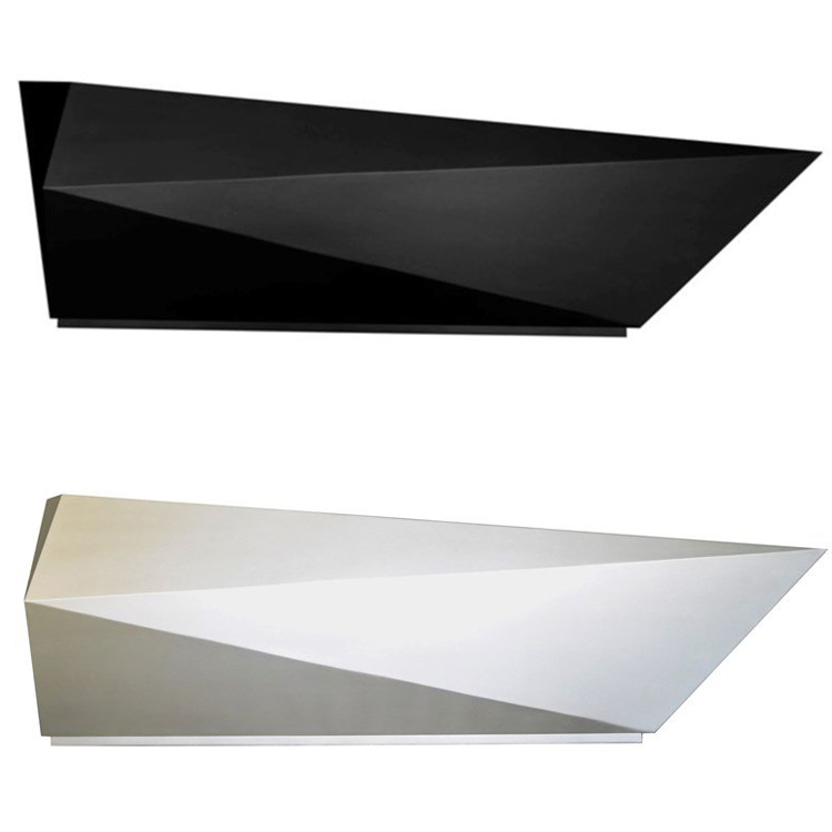 Albania VIP Saloti  阿爾巴尼亞貴賓希望前臺(tái)桌子 玻璃鋼鍍金 木漆色幾何線形桌