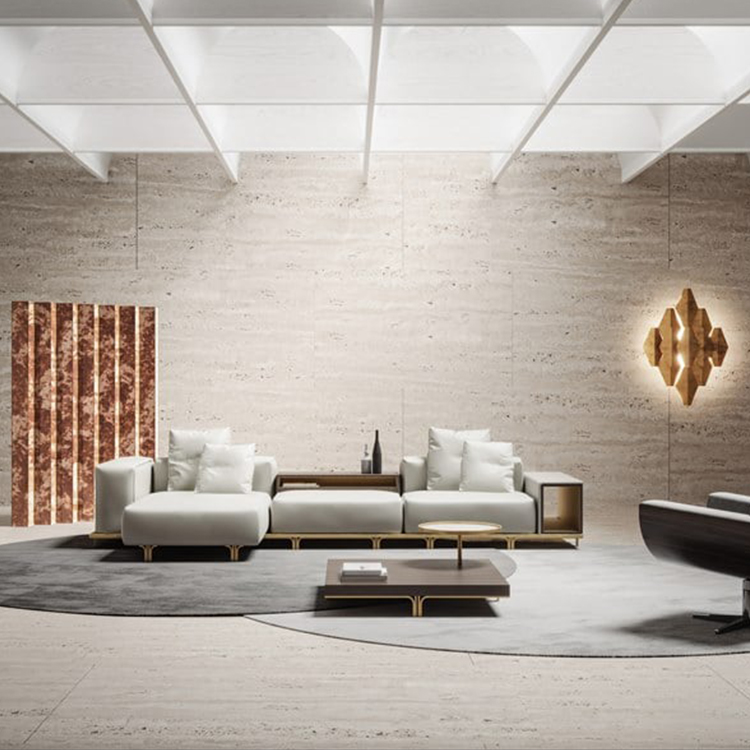 意大利羅薩托ROSSATO 不銹鋼五金電鍍軟包沙發(fā) 方塊形多少位組合沙發(fā)