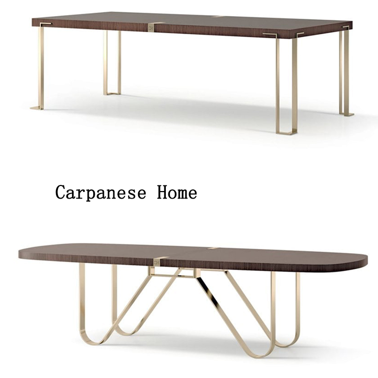 Carpanese Home 四款長(zhǎng)桌辦公桌大班桌餐桌 新款 不銹鋼電鍍金色實(shí)木