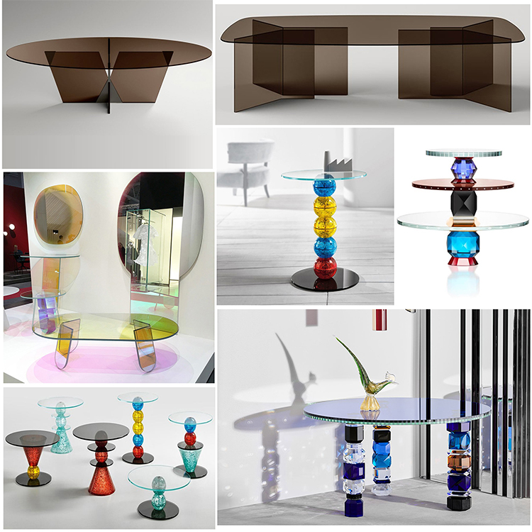 5款GLAS透明亞克力桌子茶幾方形圓形 Paolo Lomazzi彩色多彩瑪瑙玉石寶石水晶珍珠家具