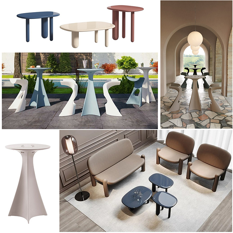 2款玻璃鋼Karim Rashid實木茶幾Kateryna Sokolova 高科技感吧桌兒童話蘑菇桌子