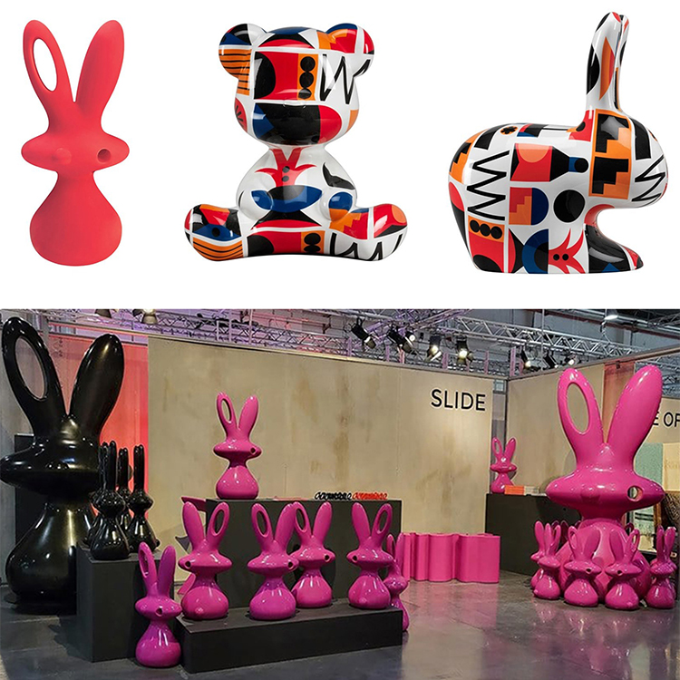 五款裝飾物Stefano玻璃鋼彩繪凱波Qeeboo小熊兔子貓洞狗窩Aki Kuroda室內(nèi)外