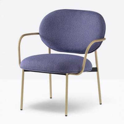 3款 意大利無(wú)扶手休閑椅Pedrali洽談椅Sebastian Herkner多管不銹鋼絨布安樂(lè)椅第三款餐椅