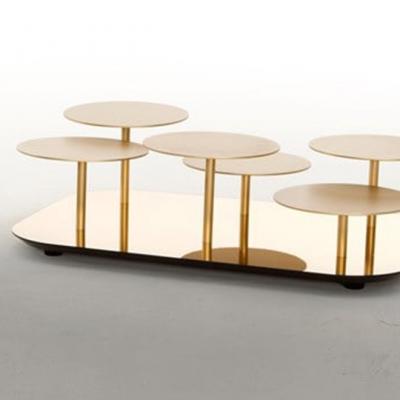 3款Tonin Casa意大利Daniel Rode荷花拼面茶幾葉子狀花瓣花朵不銹鋼鍍金大理石實(shí)木圓形茶幾