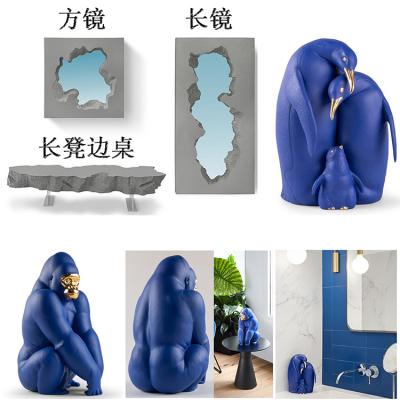 4款玻璃鋼Gufram熊鏡熊凳Lladró企鵝Snarkitecture彩繪金色大猩猩裝飾品西班牙