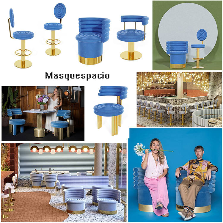 4款西班牙Essential Home 不銹鋼吧椅餐椅休閑椅 Masquespacio鍍金摩登設(shè)計(jì)