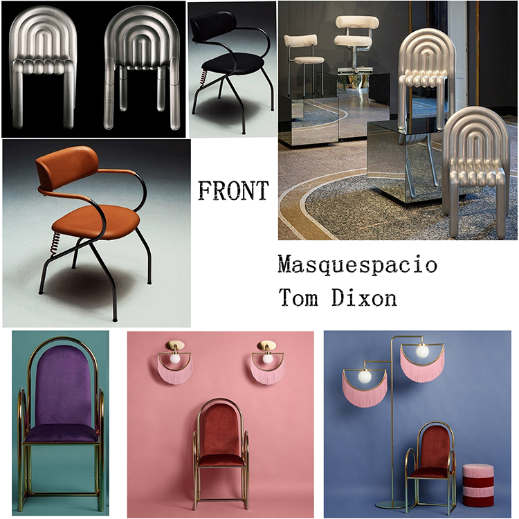 3款鍍金銀色Masquespacio玻璃鋼餐椅子FRONT彈簧休閑椅Tom Dixon洛杉磯不銹鋼