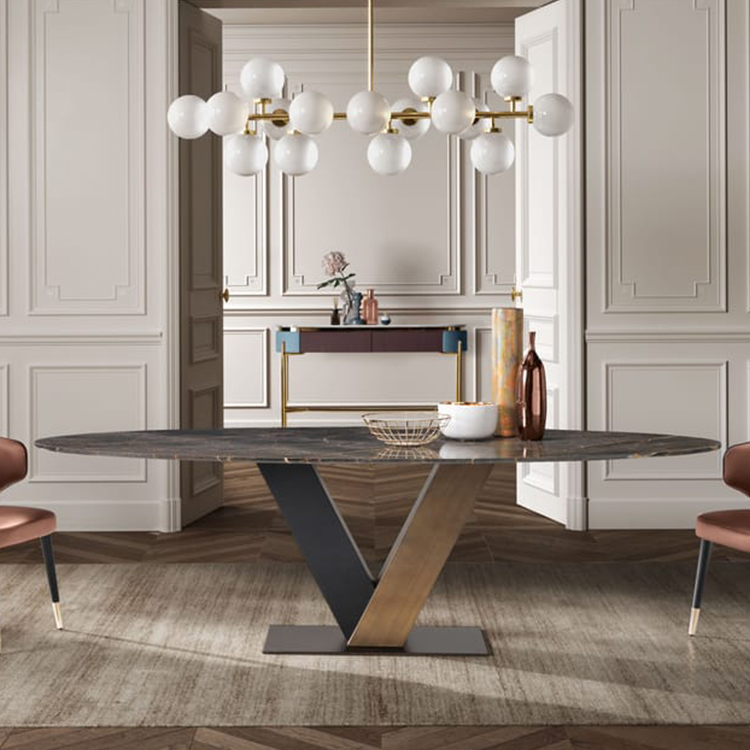 十款 2024年意大利DE CASTELLI長(zhǎng)餐桌辦公桌邊桌邊柜梳妝臺(tái) 不銹鋼橢圓形桌子實(shí)木軟體輕奢Pietro Russo