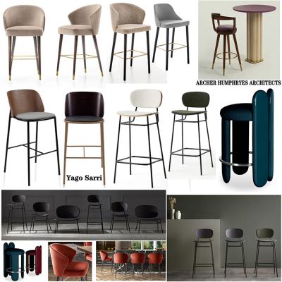 6款2024年意大利木做吧椅高腳酒吧凳子Yago Sarri五金實(shí)木家具Francesc Rifé黃銅吧凳