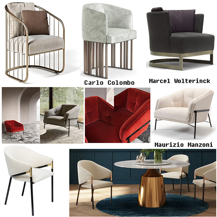 十款2024年Freifrau休閑椅Carlo Colombo小型Todus大號(hào)不銹鋼扶手椅