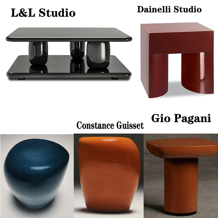 2024年8款玻璃鋼鋼琴漆Gio Pagani凳子茶幾Dainelli Studio邊幾角幾