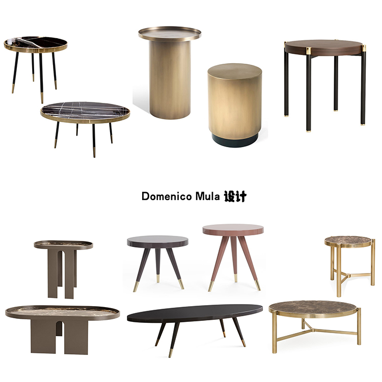 六款新品Domenico Mula意式極簡(jiǎn)圓柱形茶幾香檳金玫瑰咖啡桌土豪金茶角幾