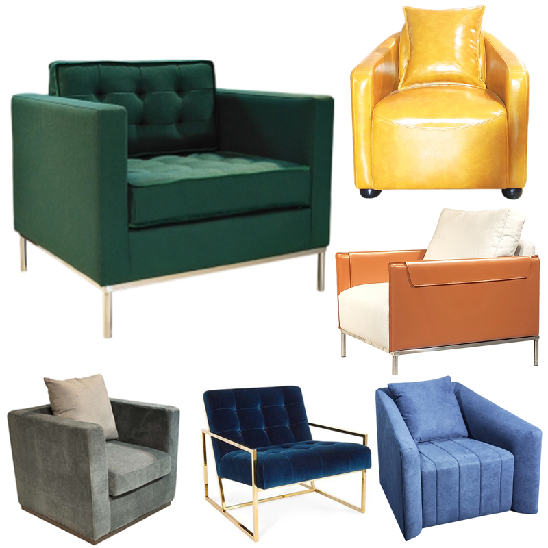 Jonathan Adler六款304不銹鋼意式極簡家具定制 單人沙發(fā)絨布電鍍拉扣美國設(shè)計師佛羅倫薩