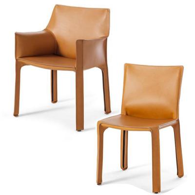 Cassina設(shè)計(jì)師Mario Bellini  餐椅休閑椅酒店會(huì)所馬鞍皮扶手餐椅樣板房 馬鞍椅咖啡廳硬皮