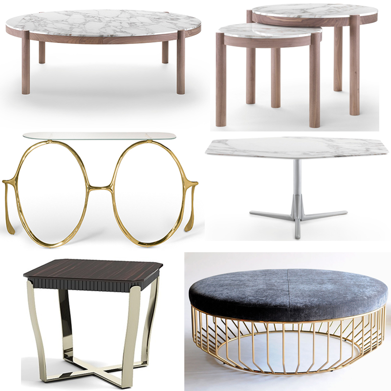 6款茶幾Minotti BAILLY  table 客廳用圓木圓柱茶幾 Carlo Colombo意大利 Flexform SVEVA Tea table異形腳不銹鋼金屬大理石實木茶幾桌子