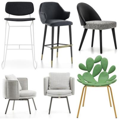 6款Minotti 餐椅吧椅 意大利Qeeboo Filicudi chair 仙人掌休閑椅 玻璃鋼座不銹鋼金色五金腳