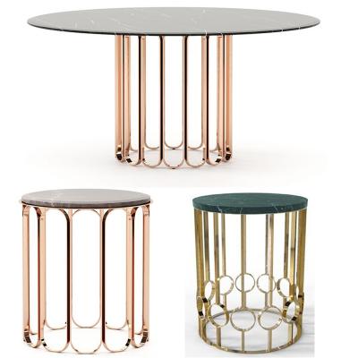 銅色不銹鋼電鍍金色大理石茶幾邊幾角幾 設計師作品Duquesa & Malvada D'ORO  Side table