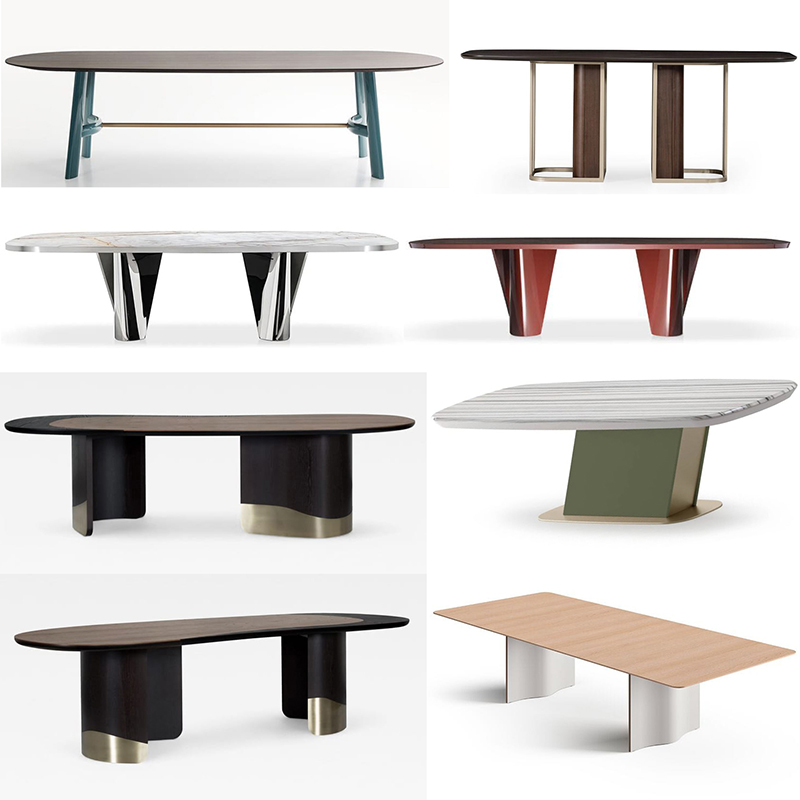 葡萄牙普拉迪倫巴桌長(zhǎng)桌餐桌辦公桌會(huì)議桌 土豪金銅色輕奢不銹鋼大理石實(shí)木桌